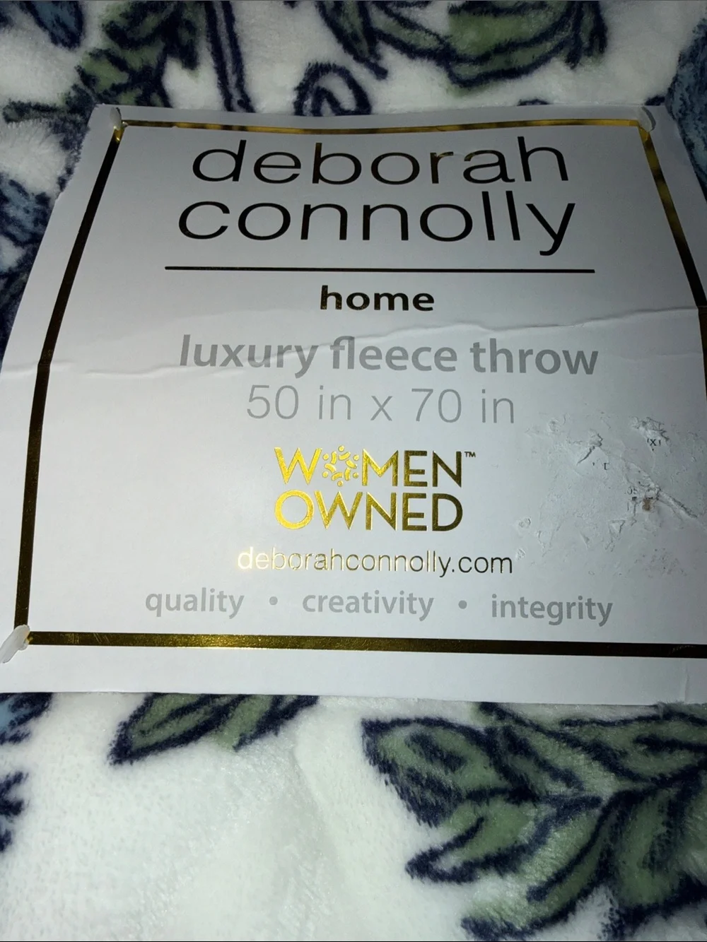 Deborah Connolly Blue & Green Floral Luxury Fleece Throw